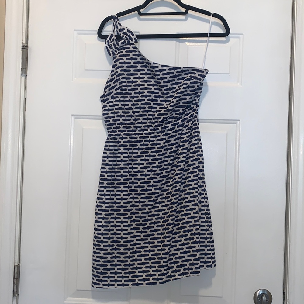 Blue and white dress